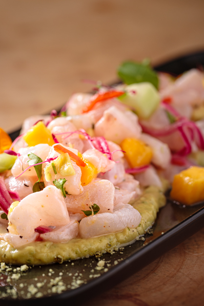 Detail image of a ceviche during a food photography session at a restaurant in the Azores